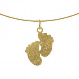 Pendants in satin gold K14 handmade with children's feet design  P119
