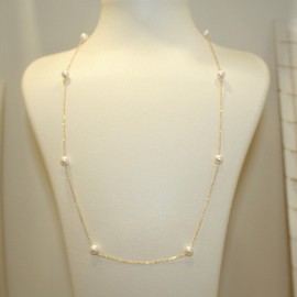 Necklace in gold K14 with pearls 19015