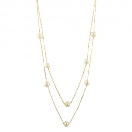 Necklace in gold K14 double with pearls 216173
