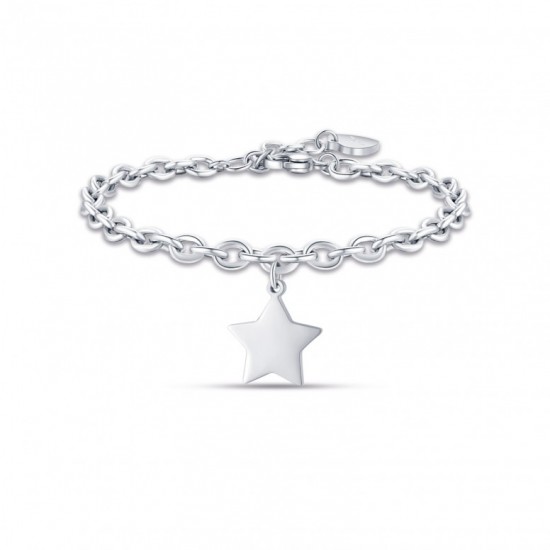 Bracelet with the star made of stainless steel in silver color BK2160
