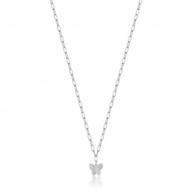 Necklace with the butterfly decorated with white crystals made of stainless steel  CK1621