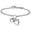 Bracelet with hearts and double chain made of stainless steel in silver color BK2212