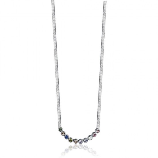 Necklace with colorful crystals made of stainless steel in silver Color  CK1651