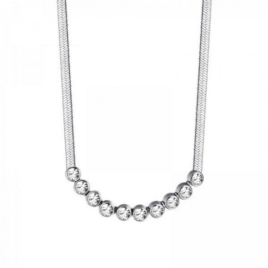 Necklace with white crystals made of stainless steel in silver color  CK1652