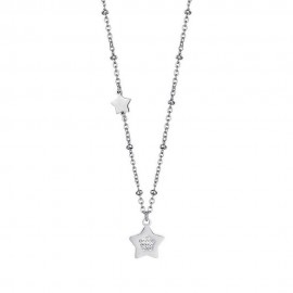 Necklace with stars with white crystals made of stainless steel in silver color CK1496