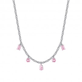 Necklace with crystals in pink color made of stainless steel  CK1683