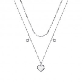 Double necklace with heart and white crystals made of stainless steel CK1649