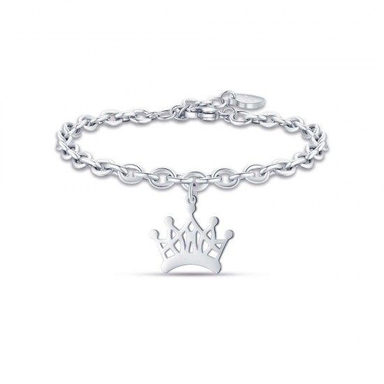 Bracelet with the design of the crown made of stainless steel in silver color  BK2157