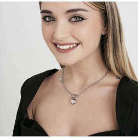 Necklace with hearts made of stainless steel in silver color CK1645