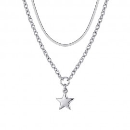Necklace with star design with double chain made of stainless steel  CK1635