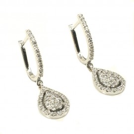 Earrings in white gold K18 with drop design with 76 natural diamonds 007551