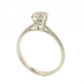 Solitaire ring in white gold K18 with natural 7 invisible diamonds 007111