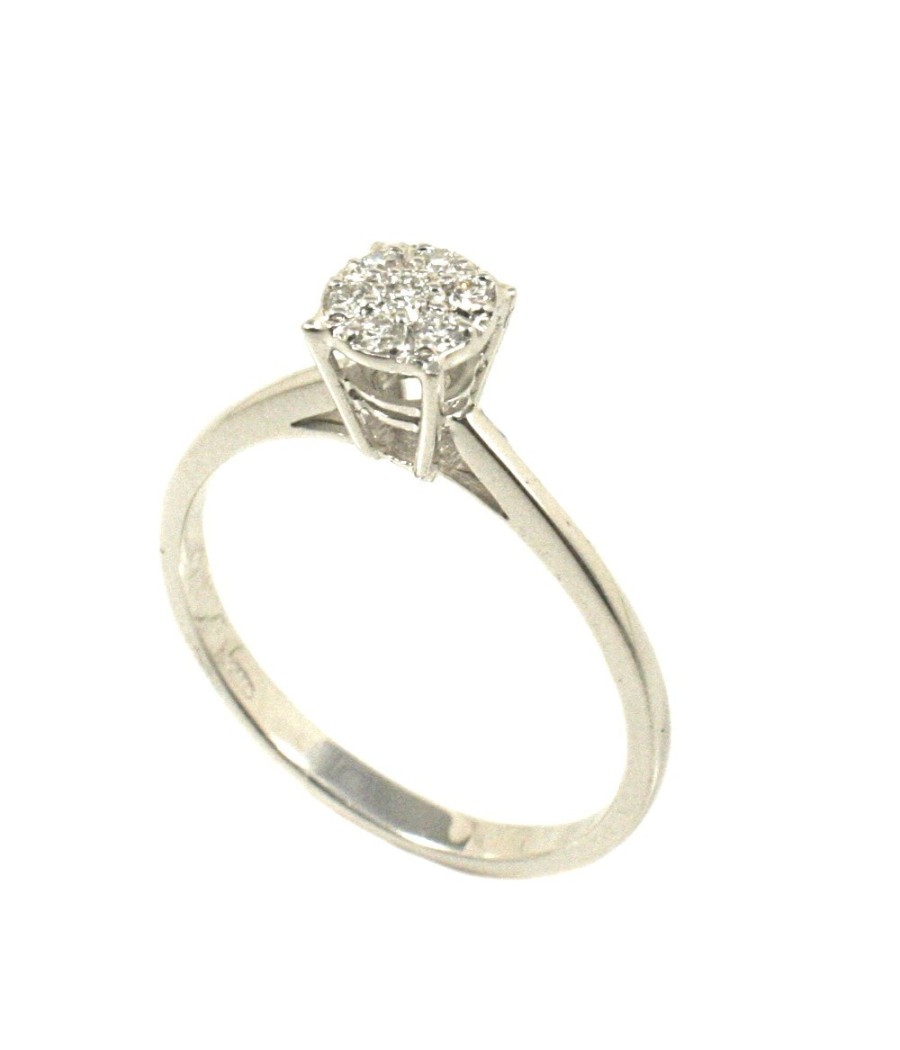 Solitaire ring in white gold K18 with natural 7 invisible diamonds 007111