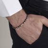 Handcuffs for men made of stainless steel with stones in black color BA1338