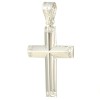 Cross in white gold K14 polished with natural zircons in white color 37541