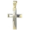 Two-tone polished cross in gold and white gold K14 for baptism 31043