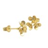 Σκουλαρίκια σε σατινέ χρυσό Κ14 χειροποίητα με σχέδιο λουλούδια EB279