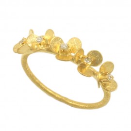 Ring in satin gold K14 handmade with flower design RB227