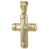 Cross in gold K14 with Cross design in white gold polished and matte for baptism
