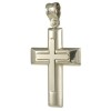 Cross in white gold K14 varnished with Cross design in mat in the middle for baptism
