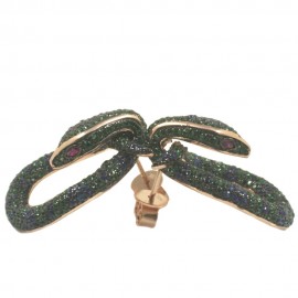 Σκουλαρίκια από ασήμι με σχέδιο το φίδι με φυσικά ζιρκόνια και ροζ επιχρύσωμα 13665