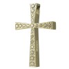 Cross in gold K14 polished and sharpened on the sides and natural zircons in white color 37141