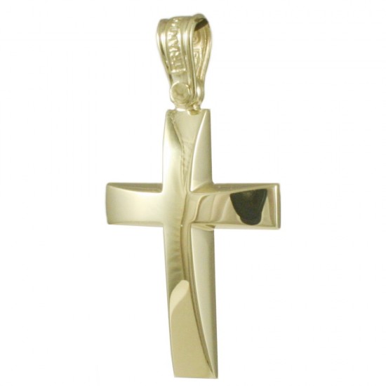Σταυρός σε χρυσό Κ14 λουστραρισμένος για βάπτιση 29343