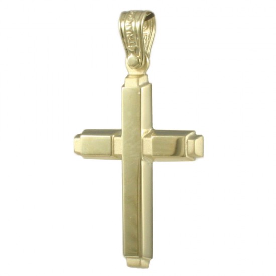 Cross in gold K14 polished and matte on the edges 21132