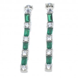 Earrings pendants made of silver with natural zircons in white and green color 4920