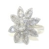 Silver ring 925 with flower design and natural zircons in white color 5422