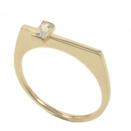 Ring in K14 gold with design with zircon in white color 1787