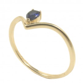 Ring in K14 gold with zircon in drop design in blue color 10552