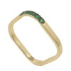 Ring in gold K14 square with natural zircons in green color 19599