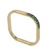 Ring in gold K14 square with natural zircons in green color 19599