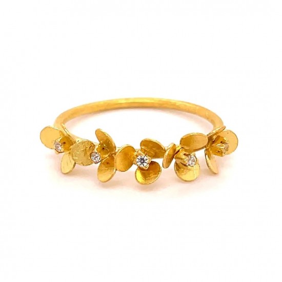 Ring in satin gold K14 handmade with flower design RB227