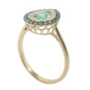 Ring in 18K gold with drop design with natural emeralds and diamonds R0989