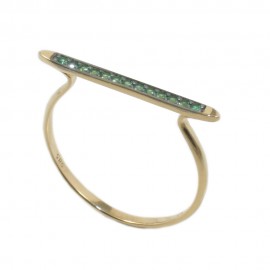 Δαχτυλίδι σε χρυσό Κ14 με μπάρα στην κεφαλή με φυσικά ζιρκόνια 9554