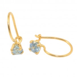 Earrings in K14 gold with natural zircons in aquamarine color  09055