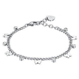 Women's bracelet with butterflies and white crystals made of stainless steel  BK2308