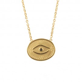 Two-sided necklace in K14 gold with eyelet and Constantinato  16218