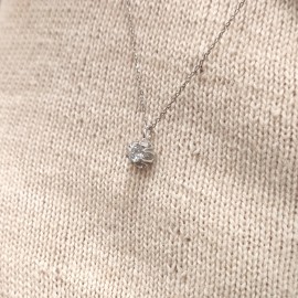Necklace in white gold K14 solitaire with natural zircon 12145