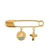 Brooch in K9 gold with boat and Cross for baptism 0827B