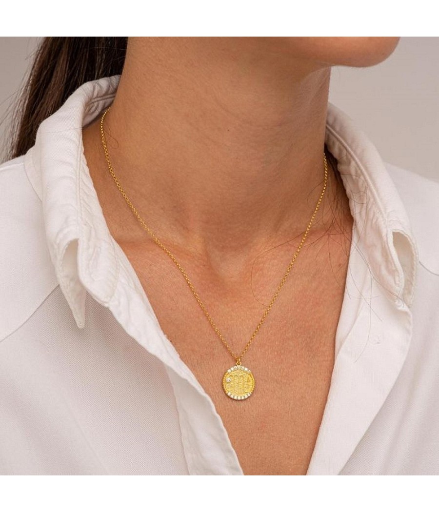 Silver necklace 925 with the sign of Scorpio in an embossed pendant with natural zircons in white color  Z-SCORPIO