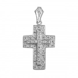 Cross in white gold K18 with 40 natural diamonds 460450