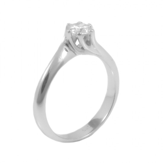 Ring in white gold K14 solitaire with flame design  2725