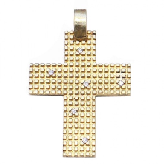 Cross made of silver 950 with natural zircons in white color and gold plating 