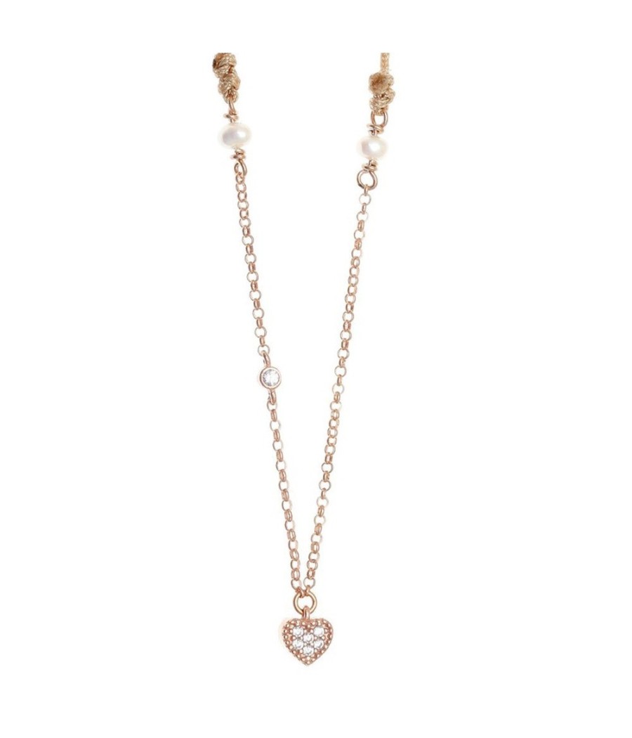 Silver 925 heart necklace with zirconia and rose gold plating -50%