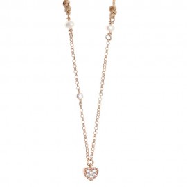 Silver 925 heart necklace with zircons in white color 33633