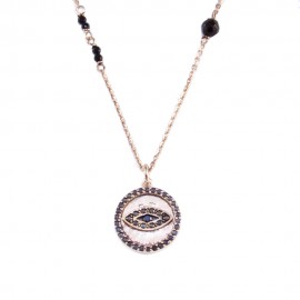 Sterling silver 925 necklace with an eyelet with zircons in black color 
