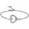 Women's bracelet with a heart with white crystals in silver color BK2398